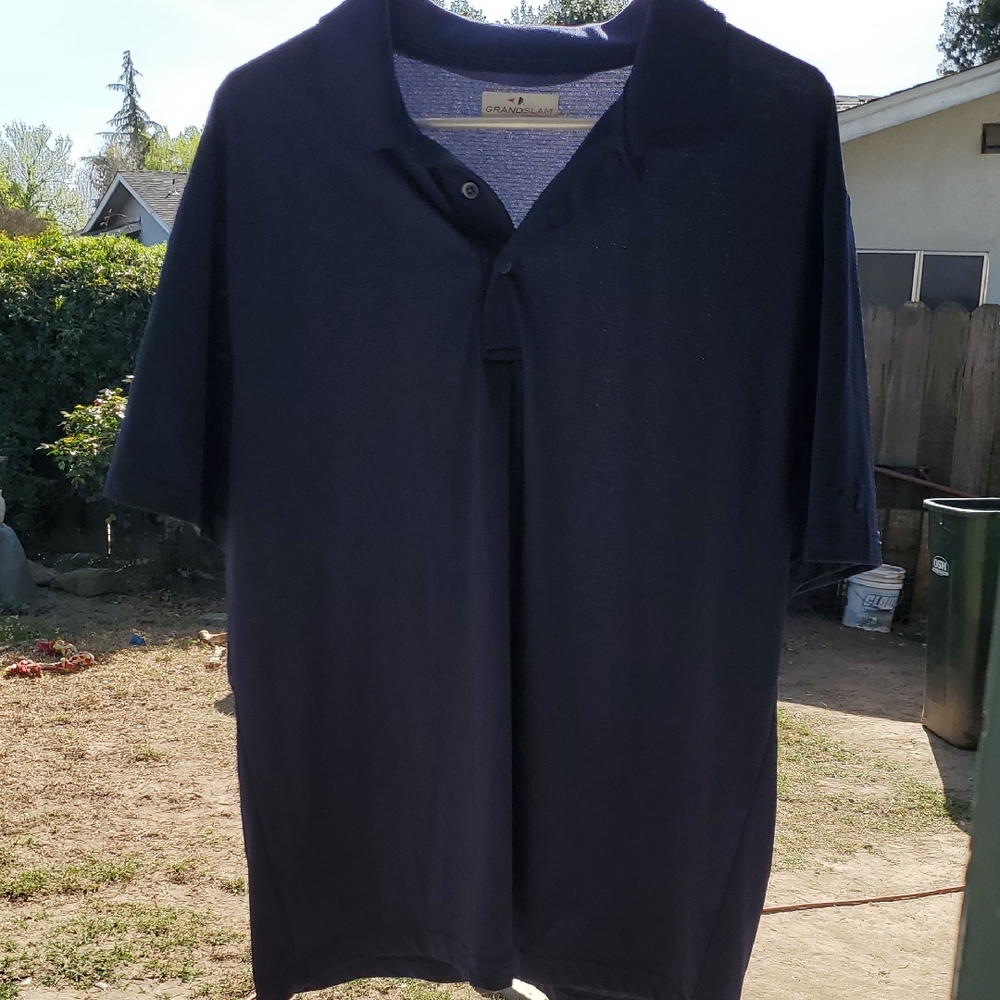Grand Slam Men's Large Tennis Polo 3 Button Dark Blue LN